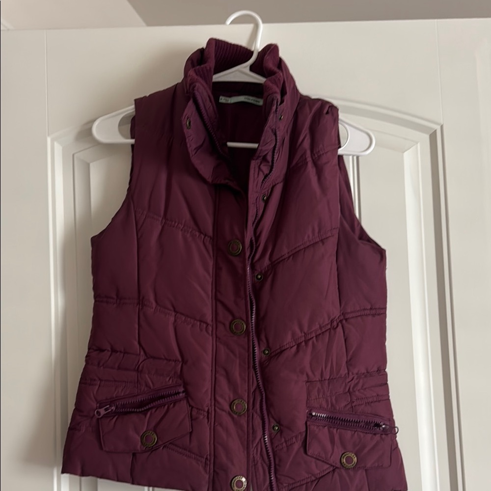 Plum Quilted Vest with Button Details